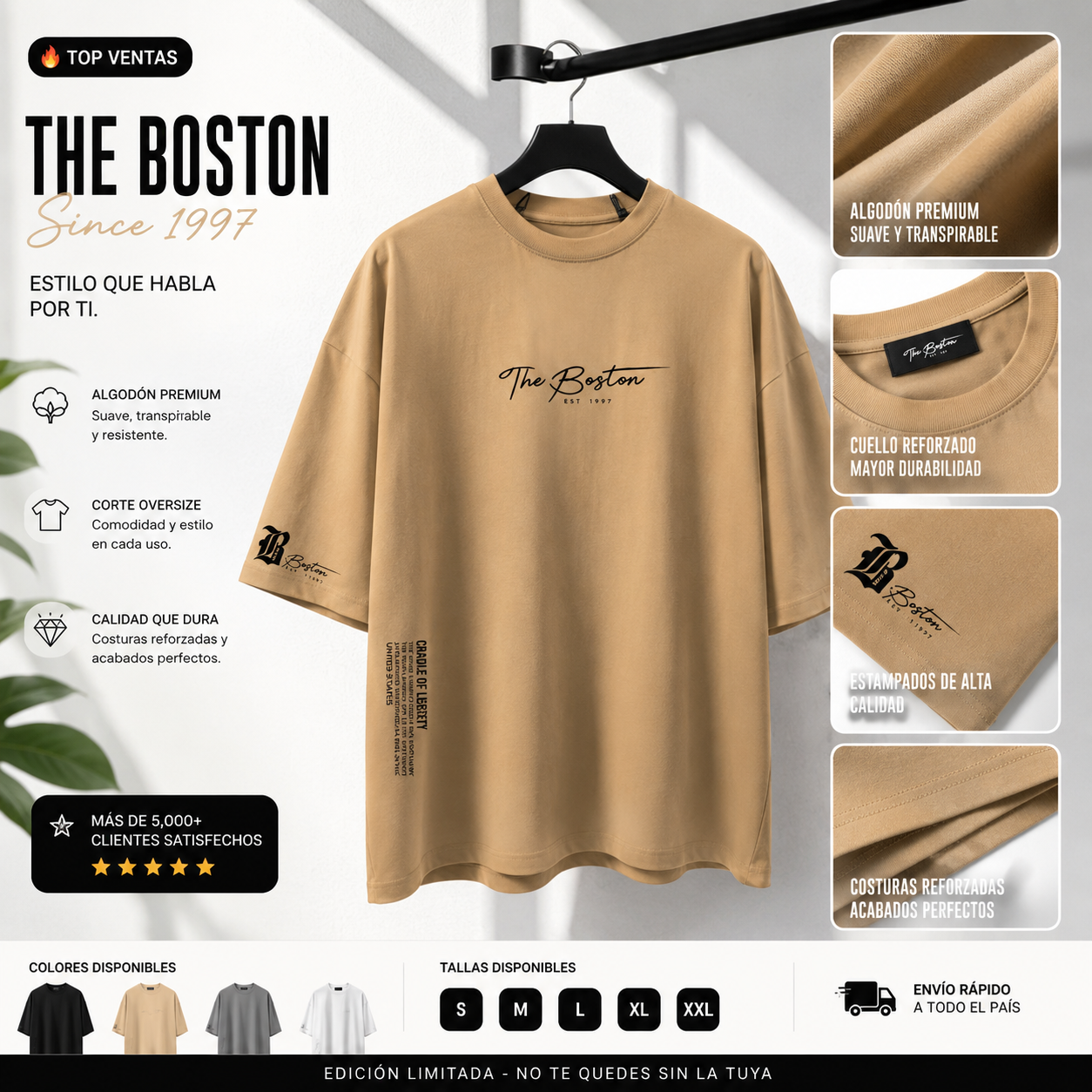 THE BOSTON (EDICIÓN LIMITADA) - Camiseta oversize de alta calidad