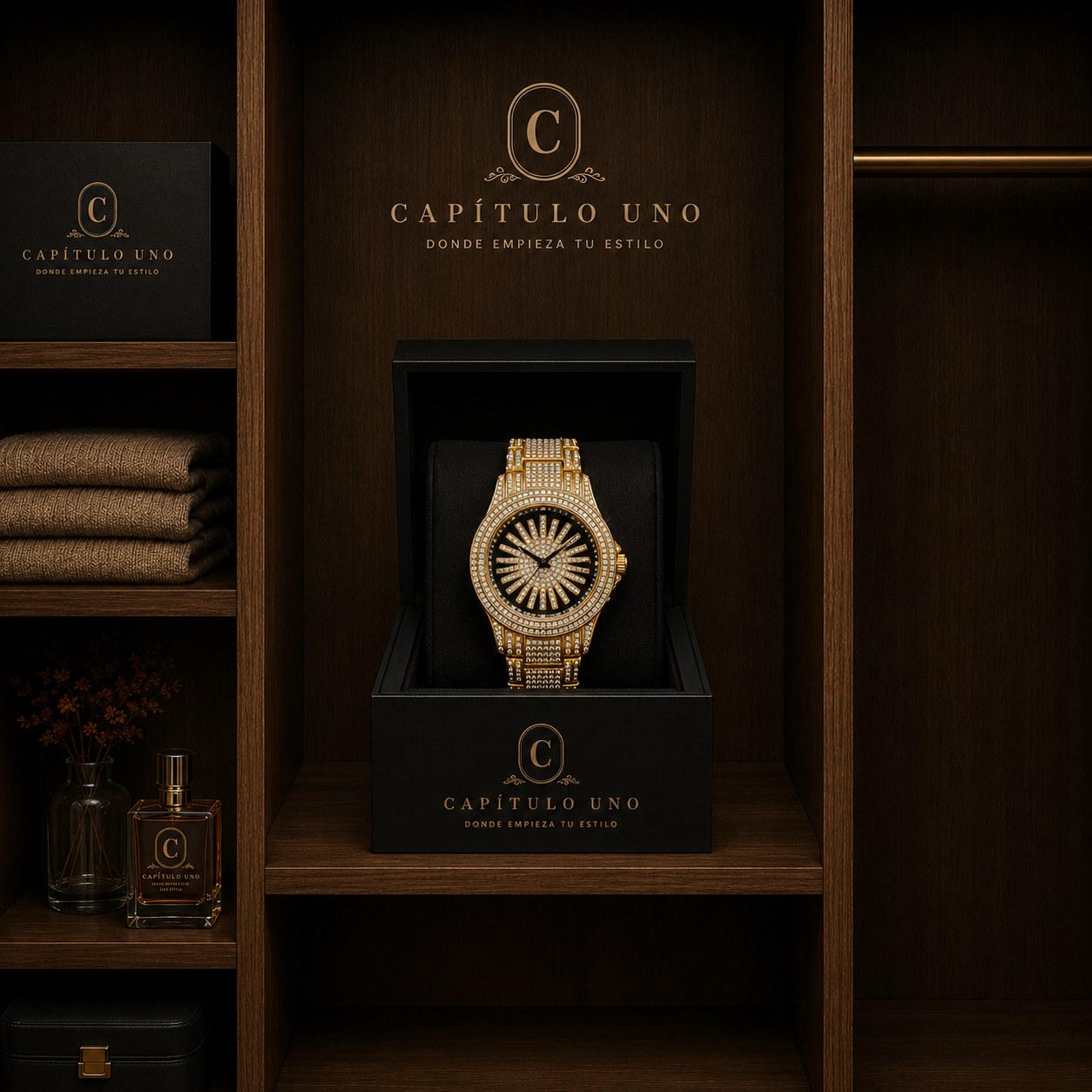 Royal Eclipse - Reloj dorado con brillantes