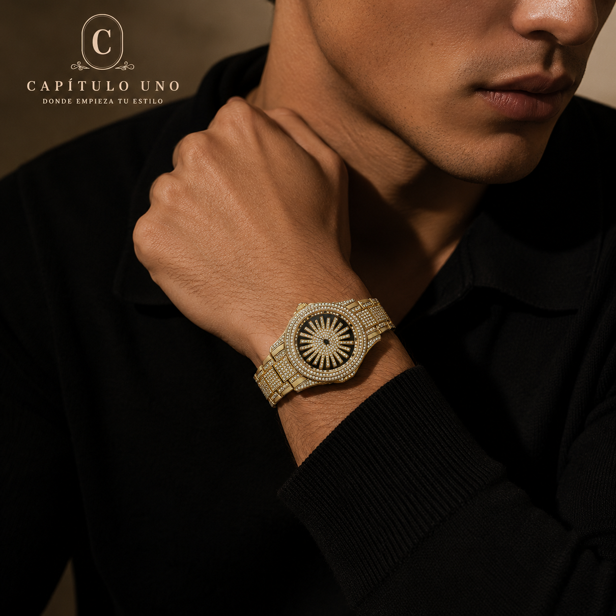 Royal Eclipse - Reloj dorado con brillantes