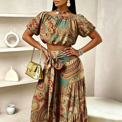 Paisley Bohemio - Conjunto de blusa y pantalón